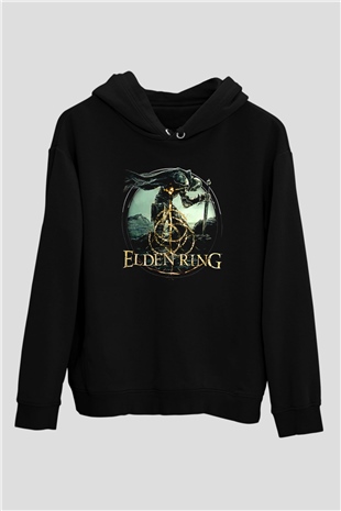 Elden Ring Baskılı Unisex Siyah Kapüşonlu Sweatshirt