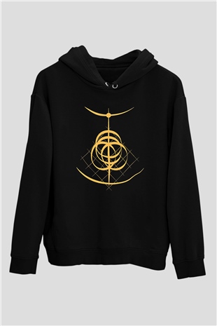 Elden Ring Baskılı Unisex Siyah Kapüşonlu Sweatshirt