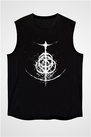 Elden Ring Baskılı Unisex Siyah Kolsuz Tişört - Tshirt