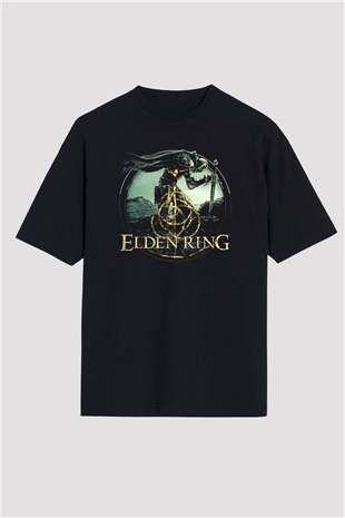 Elden Ring Baskılı Unisex Siyah Oversize Tişört - Tshirt