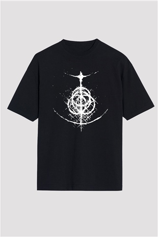 Elden Ring Baskılı Unisex Siyah Oversize Tişört - Tshirt