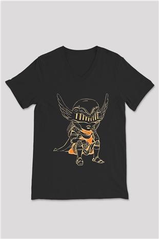 Elden Ring Baskılı Unisex Siyah V Yaka Tişört - Tshirt