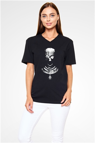 Elden Ring Baskılı Unisex Siyah V Yaka Tişört - Tshirt