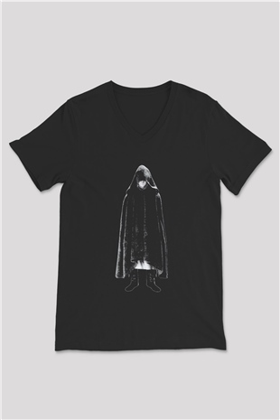 Elden Ring Baskılı Unisex Siyah V Yaka Tişört - Tshirt