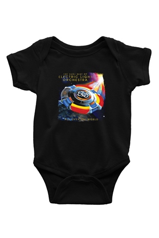 Electric Light Orchestra Baskılı Unisex Siyah Bebek Body - Zıbın