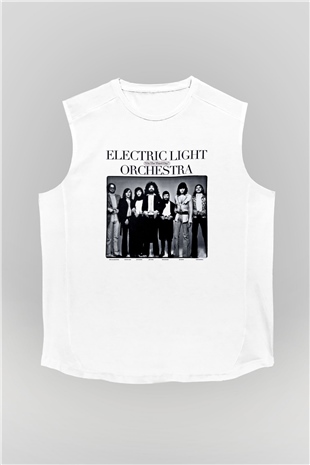 Electric Light Orchestra Baskılı Unisex Beyaz Kolsuz Tişört