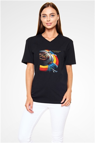 Electric Light Orchestra Baskılı Unisex Siyah V Yaka Tişört