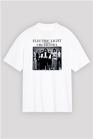 Electric Light Orchestra Baskılı Unisex Beyaz Oversize Tişört