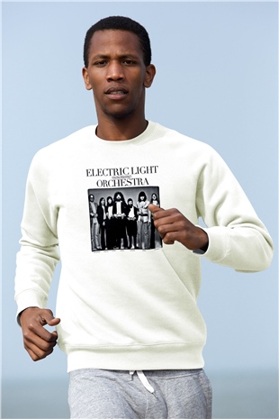 Electric Light Orchestra Baskılı Unisex Beyaz Sweatshirt
