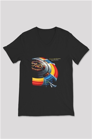 Electric Light Orchestra Baskılı Unisex Siyah V Yaka Tişört