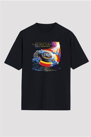 Electric Light Orchestra Baskılı Unisex Siyah Oversize Tişört