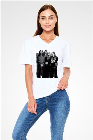Electric Wizard Baskılı Beyaz Unisex V Yaka Tişört - Tshirt