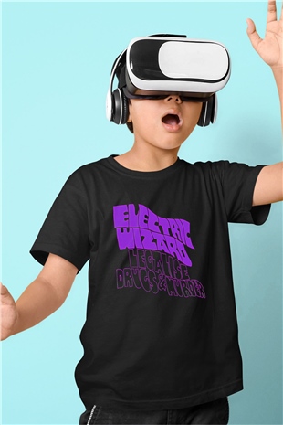 Electric Wizard Baskılı Unisex Siyah Çocuk Tişört - Tshirt