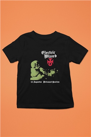 Electric Wizard Baskılı Unisex Siyah Çocuk Tişört - Tshirt