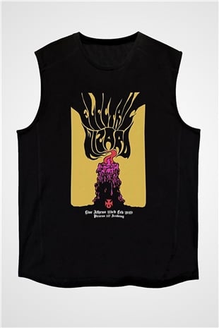 Electric Wizard Baskılı Unisex Siyah Kolsuz Tişört - Tshirt