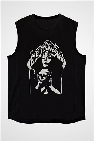 Electric Wizard Baskılı Unisex Siyah Kolsuz Tişört - Tshirt
