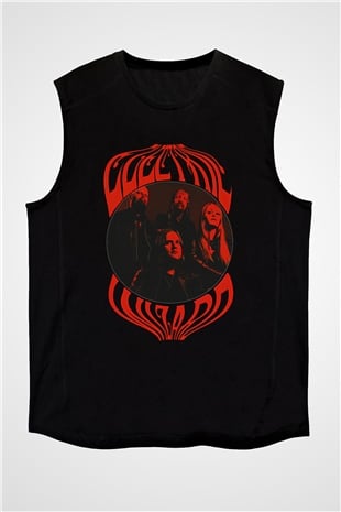 Electric Wizard Baskılı Unisex Siyah Kolsuz Tişört - Tshirt