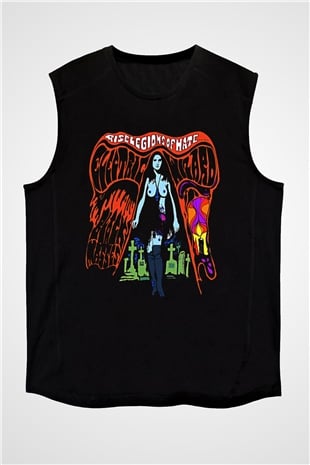 Electric Wizard Baskılı Unisex Siyah Kolsuz Tişört - Tshirt