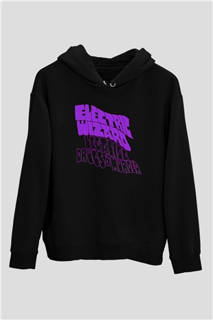 Electric Wizard Baskılı Unisex Siyah Kapüşonlu Sweatshirt