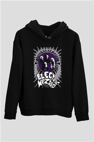 Electric Wizard Baskılı Unisex Siyah Kapüşonlu Sweatshirt