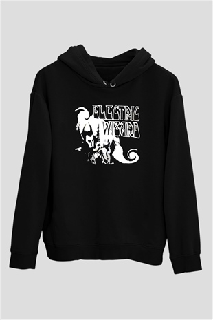 Electric Wizard Baskılı Unisex Siyah Kapüşonlu Sweatshirt