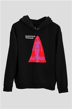 Electric Wizard Baskılı Unisex Siyah Kapüşonlu Sweatshirt