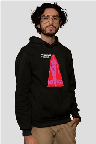 Electric Wizard Baskılı Unisex Siyah Kapüşonlu Sweatshirt