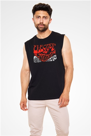 Electric Wizard Baskılı Unisex Siyah Kolsuz Tişört - Tshirt