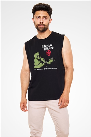 Electric Wizard Baskılı Unisex Siyah Kolsuz Tişört - Tshirt