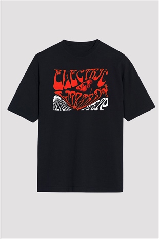 Electric Wizard Baskılı Unisex Siyah Oversize Tişört - Tshirt