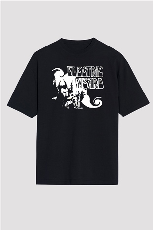 Electric Wizard Baskılı Unisex Siyah Oversize Tişört - Tshirt