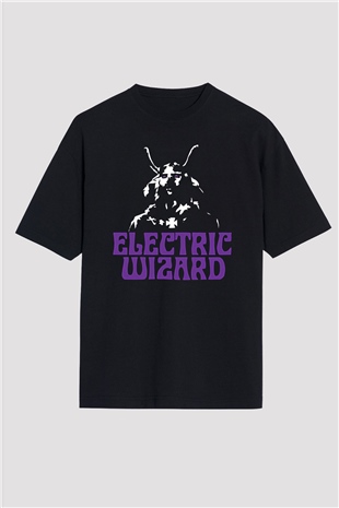 Electric Wizard Baskılı Unisex Siyah Oversize Tişört - Tshirt