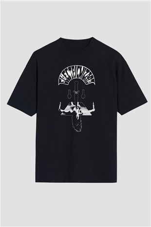 Electric Wizard Baskılı Unisex Siyah Oversize Tişört - Tshirt