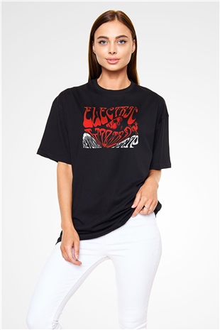 Electric Wizard Baskılı Unisex Siyah Oversize Tişört - Tshirt