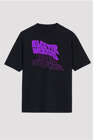Electric Wizard Baskılı Unisex Siyah Oversize Tişört - Tshirt