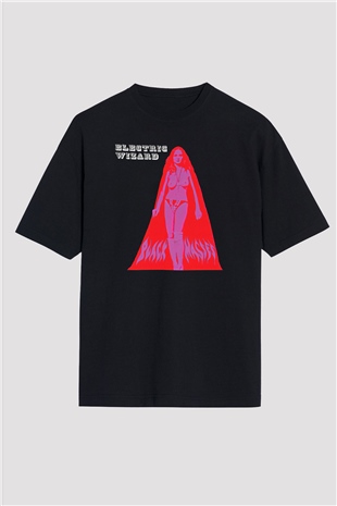 Electric Wizard Baskılı Unisex Siyah Oversize Tişört - Tshirt