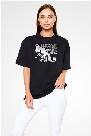 Electric Wizard Baskılı Unisex Siyah Oversize Tişört - Tshirt