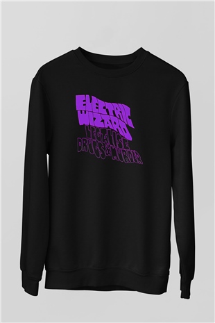 Electric Wizard Baskılı Unisex Siyah Sweatshirt