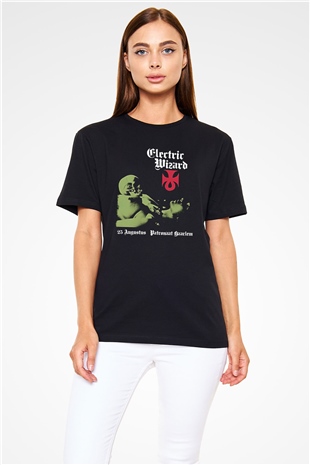Electric Wizard Baskılı Unisex Siyah Tişört - Tshirt