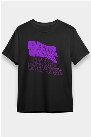 Electric Wizard Baskılı Unisex Siyah Tişört - Tshirt