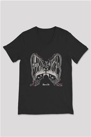 Electric Wizard Baskılı Unisex Siyah V Yaka Tişört - Tshirt