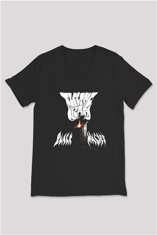 Electric Wizard Baskılı Unisex Siyah V Yaka Tişört - Tshirt
