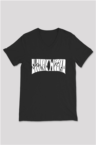 Electric Wizard Baskılı Unisex Siyah V Yaka Tişört - Tshirt