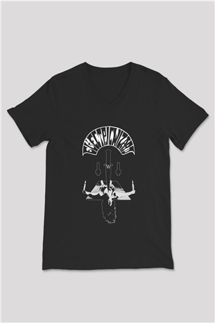 Electric Wizard Baskılı Unisex Siyah V Yaka Tişört - Tshirt