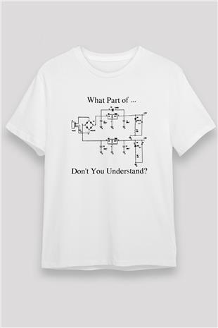 Elektrik Mühendis Baskılı Unisex Beyaz Tişört - Tshirt
