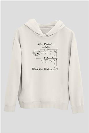 Elektrik Mühendis Baskılı Unisex Ekru Hoodie