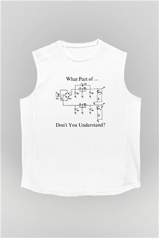 Elektrik Mühendis Baskılı Unisex Kolsuz Beyaz Tişört - Tshirt