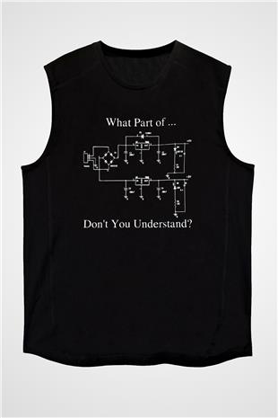 Elektrik Mühendis Baskılı Unisex Kolsuz Siyah Tişört - Tshirt