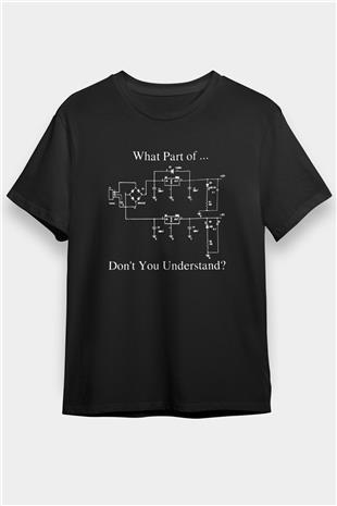 Elektrik Mühendis Baskılı Unisex Siyah Tişört - Tshirt