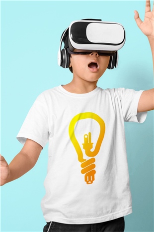 Elektrikçi Baskılı Beyaz Unisex Çocuk Tişört